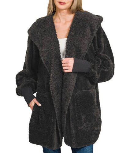 Teddy Coat Black
