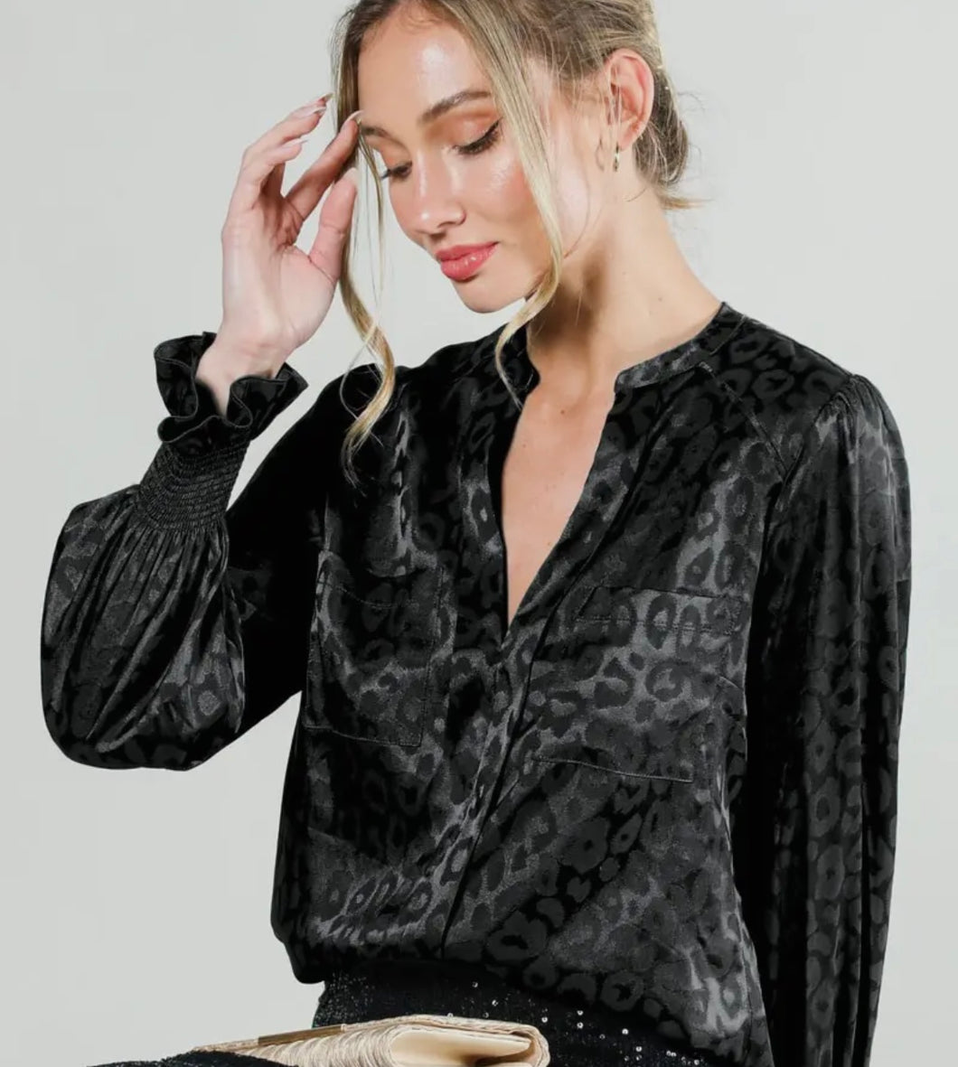 Love Cheetah Black Top