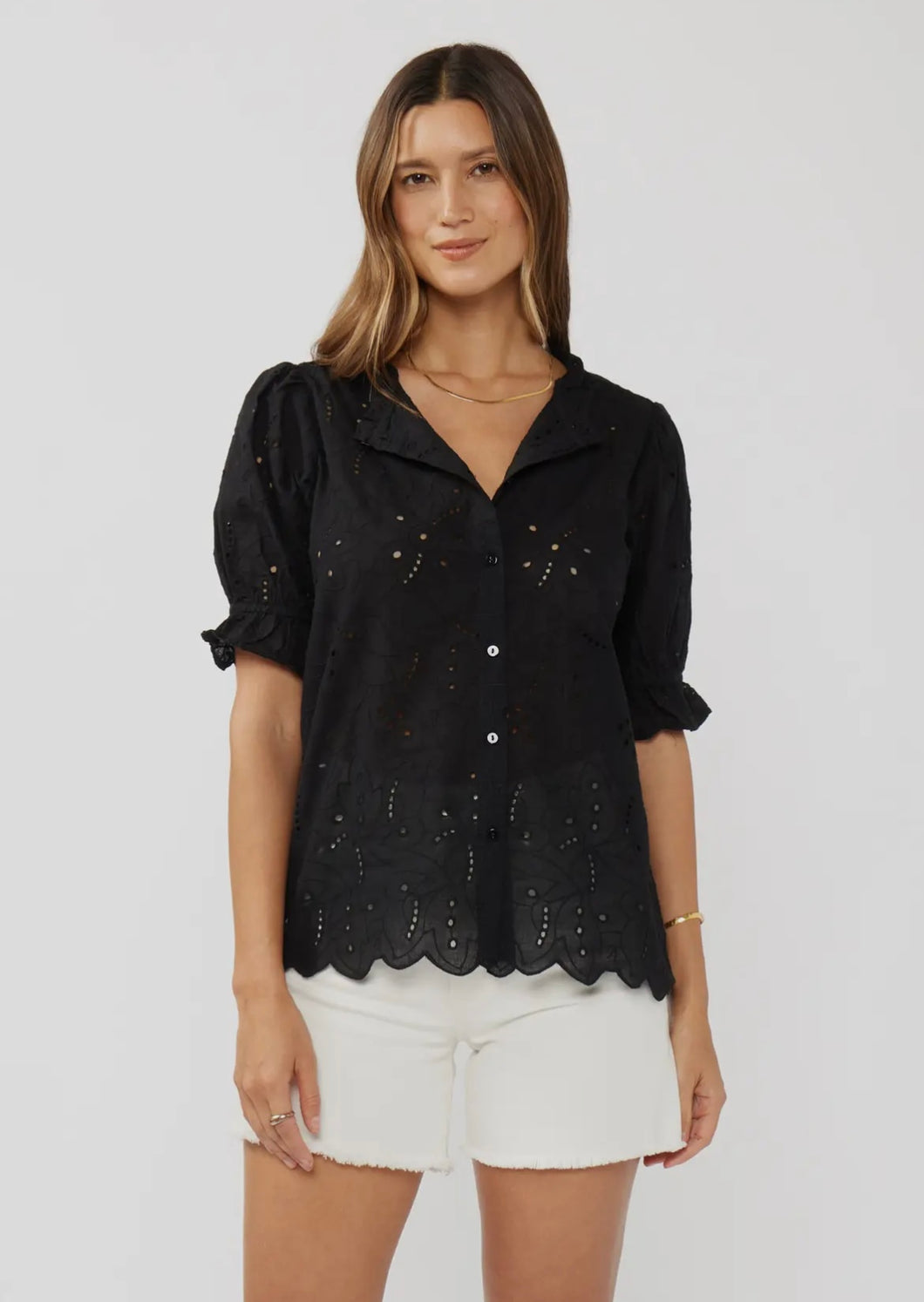 Black Eyelet Top