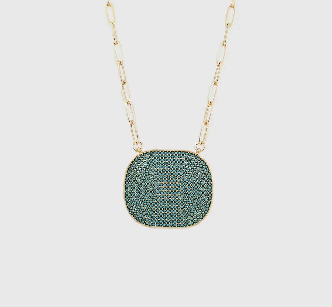 Pave Statement Necklace Turquoise