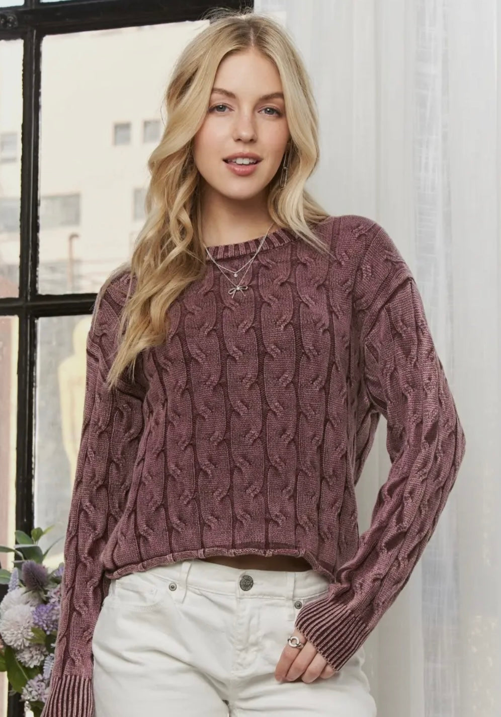 Plum Mineral Wash Sweater