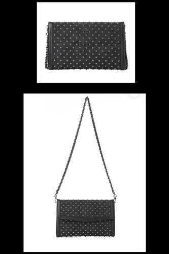 Beth Black Studded Clutch
