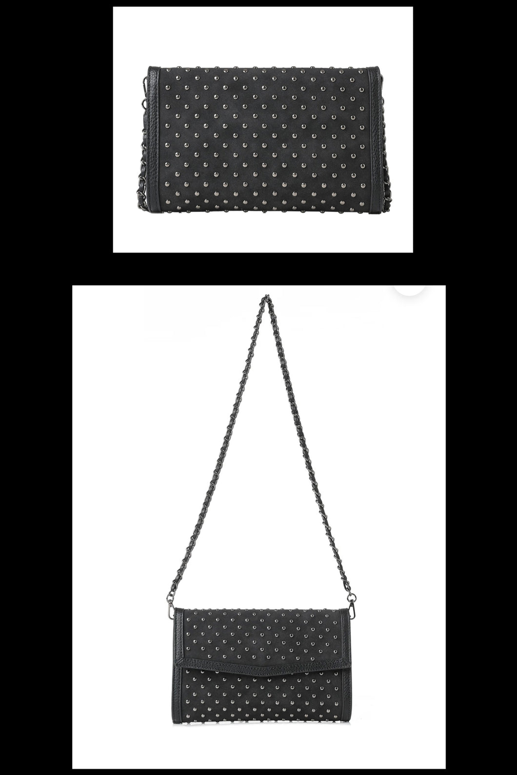 Beth Black Studded Clutch
