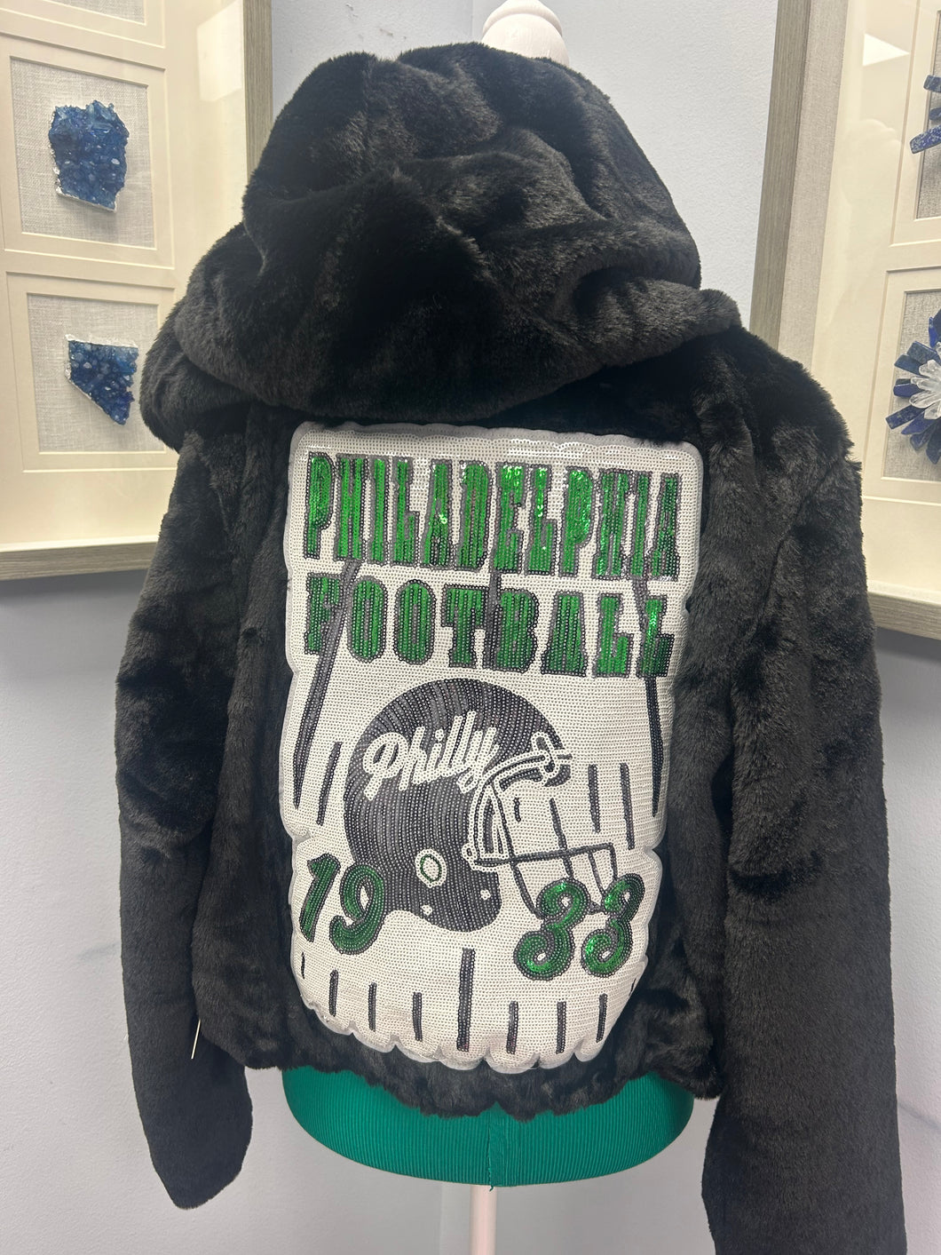 Faux Fur Football Jacket