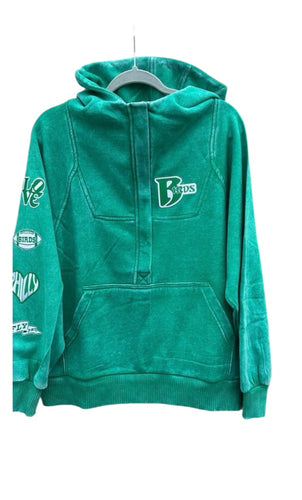 Birds Half Zip Patch Hoodie
