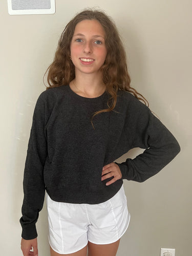 Katie J Jr. Dylan Crew Sweatshirt-Heathered Charcoal