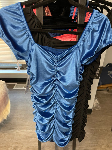 Cheryl Crushed Velvet Dress Blue