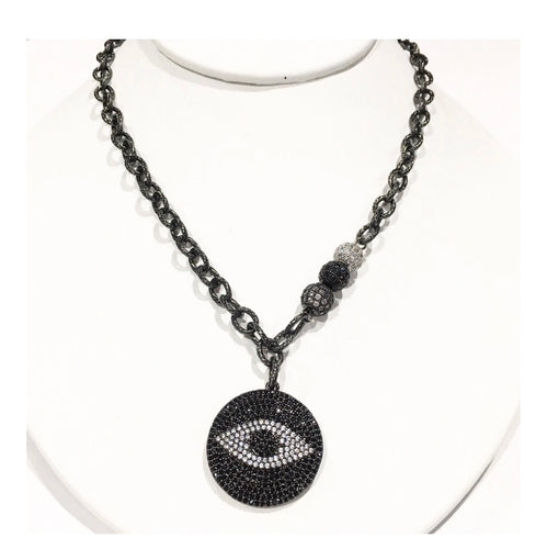 Evil Eye Necklace- Gunmetal
