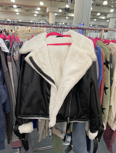 Faux Leather Fur Lined Moto Jacket