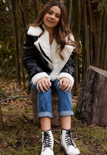 Faux Leather Fur Lined Moto Jacket