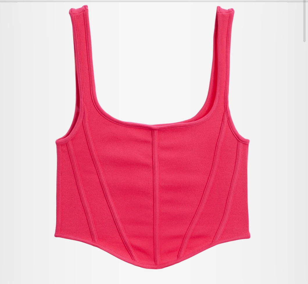 Junior Ribbed Corset Tank Pink
