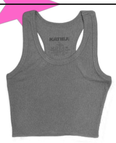Katie J Jr. Heather Grey Livi Ribbed Tank